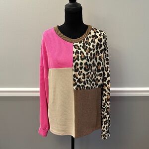 Lovely Melody Pink and Brown Knit Top